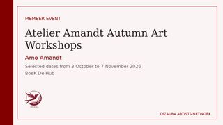 Dizaura Artists Network event card for Atelier Amandt Autumn Art Workshops