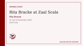 Dizaura Artists Network event card for Rita Bracke at Zaal Scala